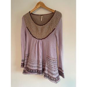 Free People Lavender Merino Wool Funky Tunic Long Sleeve Blouse S